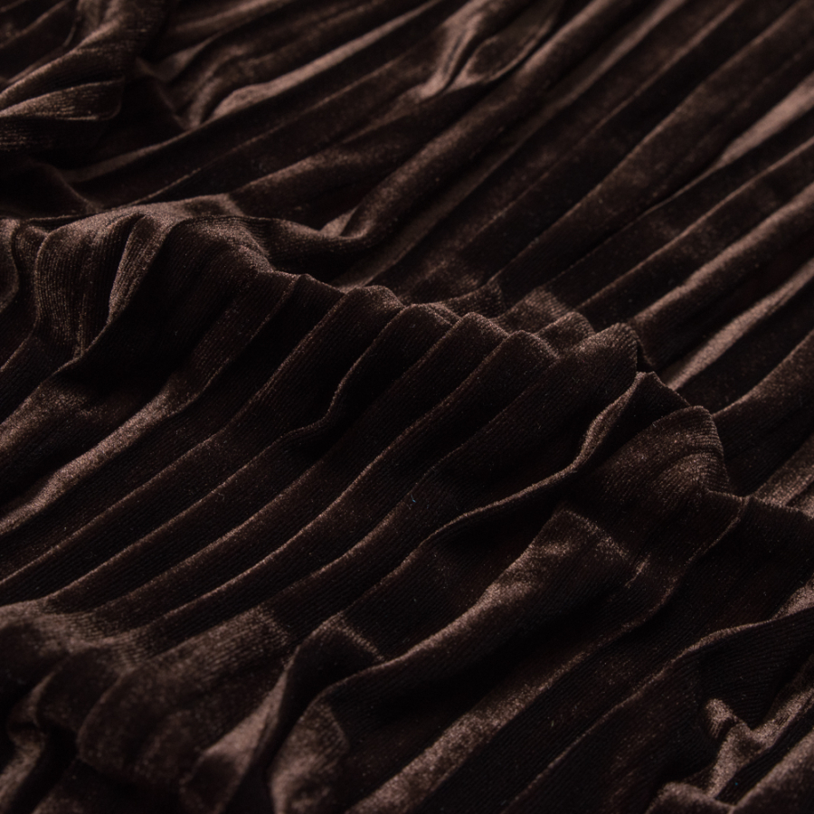 Chocolate Brown Pleated Velour | Mood Fabrics
