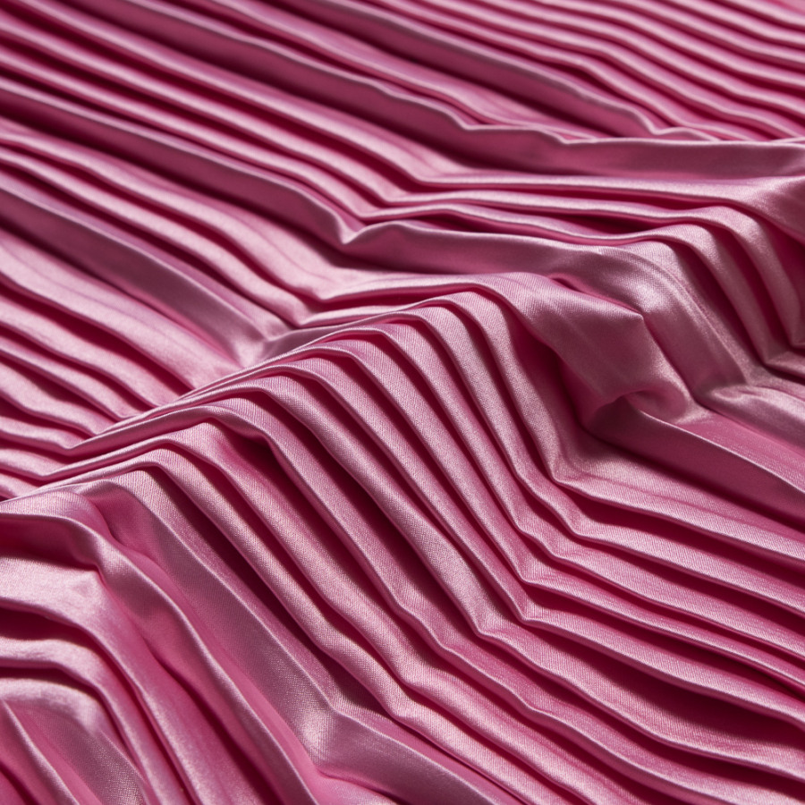 Candy Pink Pleated Stretch Satin | Mood Fabrics