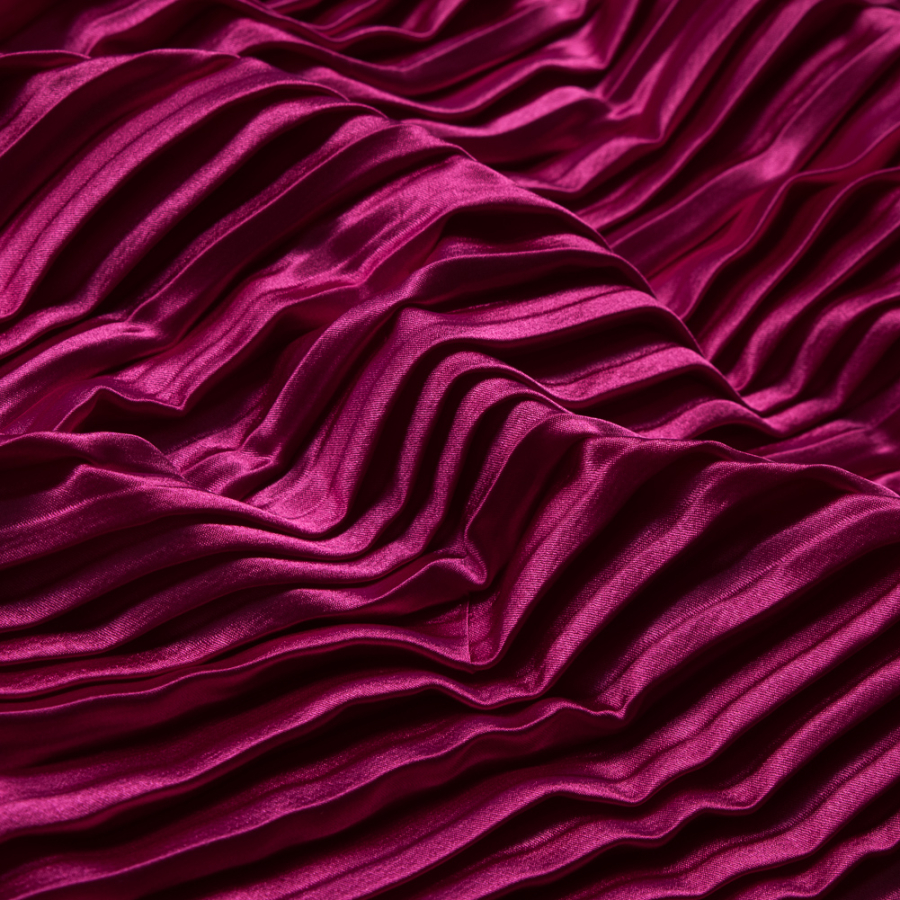 Raspberry Sorbet Pleated Stretch Satin | Mood Fabrics