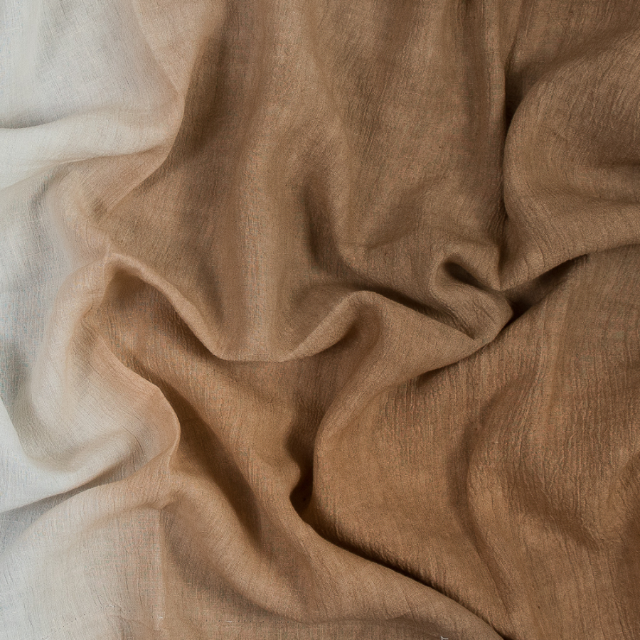 Brown into White Ombre Crinkled Linen Woven | Mood Fabrics