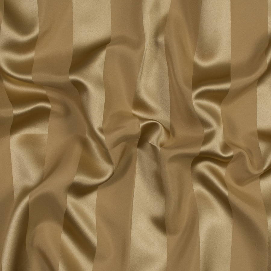 Victorian Gold Regal Striped Polyester Satin | Mood Fabrics