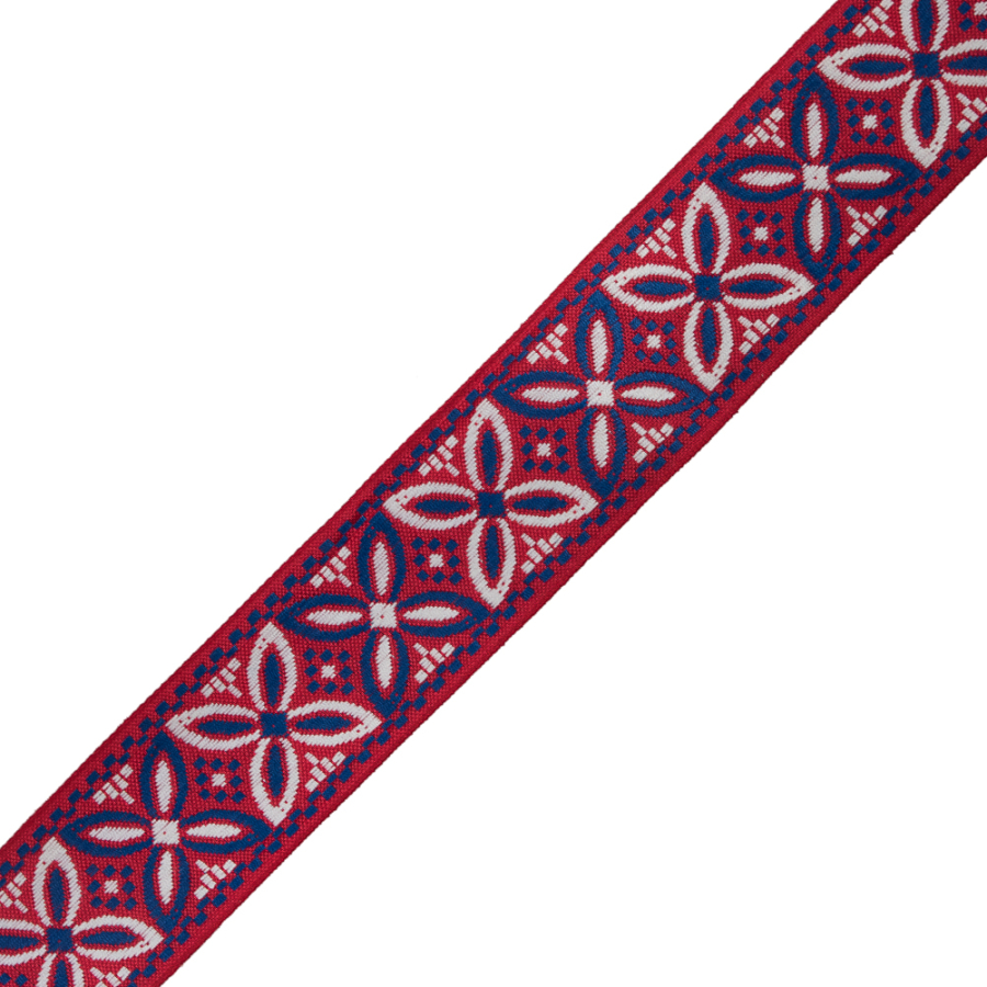 Red, White and Blue German Jacquard Ribbon - 2 | Mood Fabrics