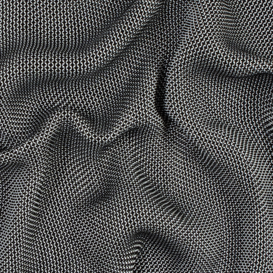 Theory Black and White Loosely Woven Cotton and Rayon Blend | Mood Fabrics