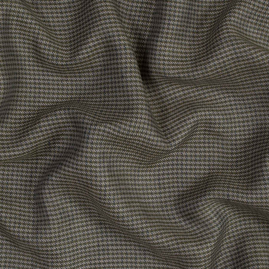 Olive, Navy and Plaid Tattersall Shepherd's Check Linen Twill | Mood Fabrics