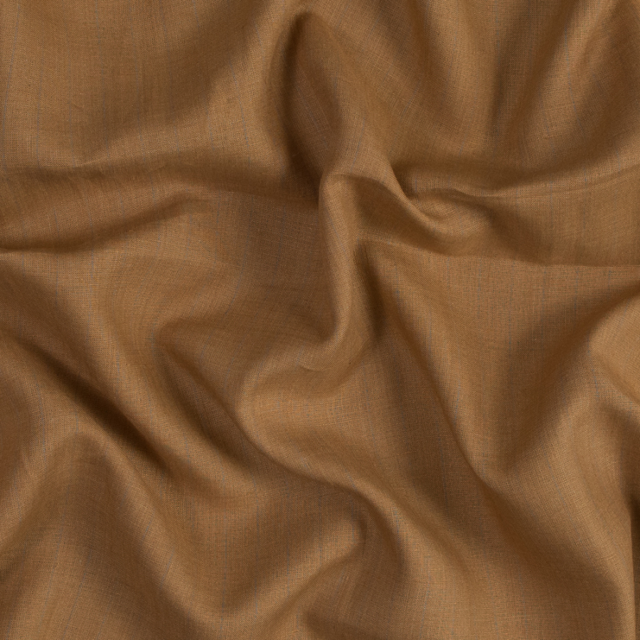 Golden Beige and Blue Pinstriped Linen Woven | Mood Fabrics
