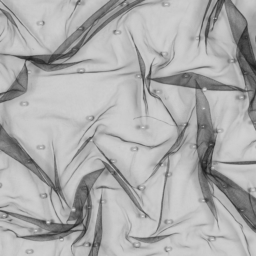 Black Beaded Tulle | Mood Fabrics