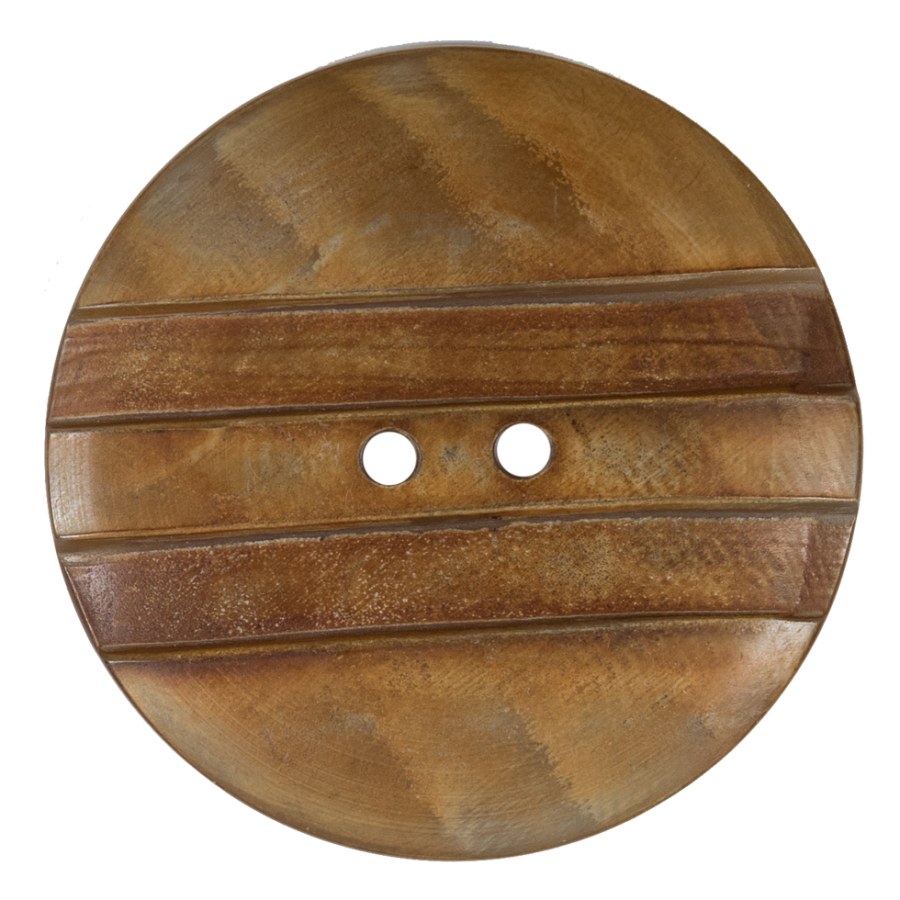 Striped Natural 2-Hole Horn Button - 60L/38mm | Mood Fabrics