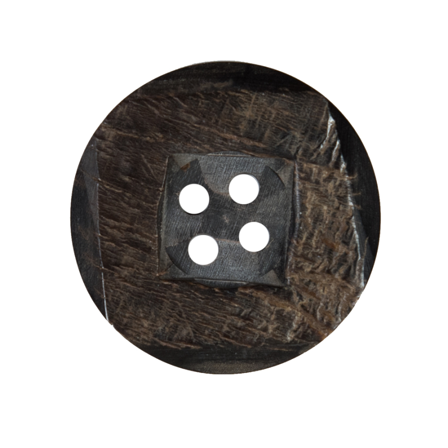 Black and Brown Textural Horn 4-Hole Button - 44L/28mm | Mood Fabrics