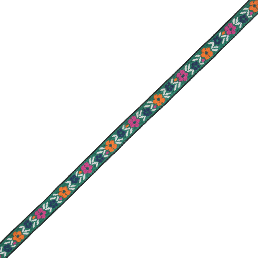 Green, Pink and Orange Jacquard Ribbon - 0.5 | Mood Fabrics