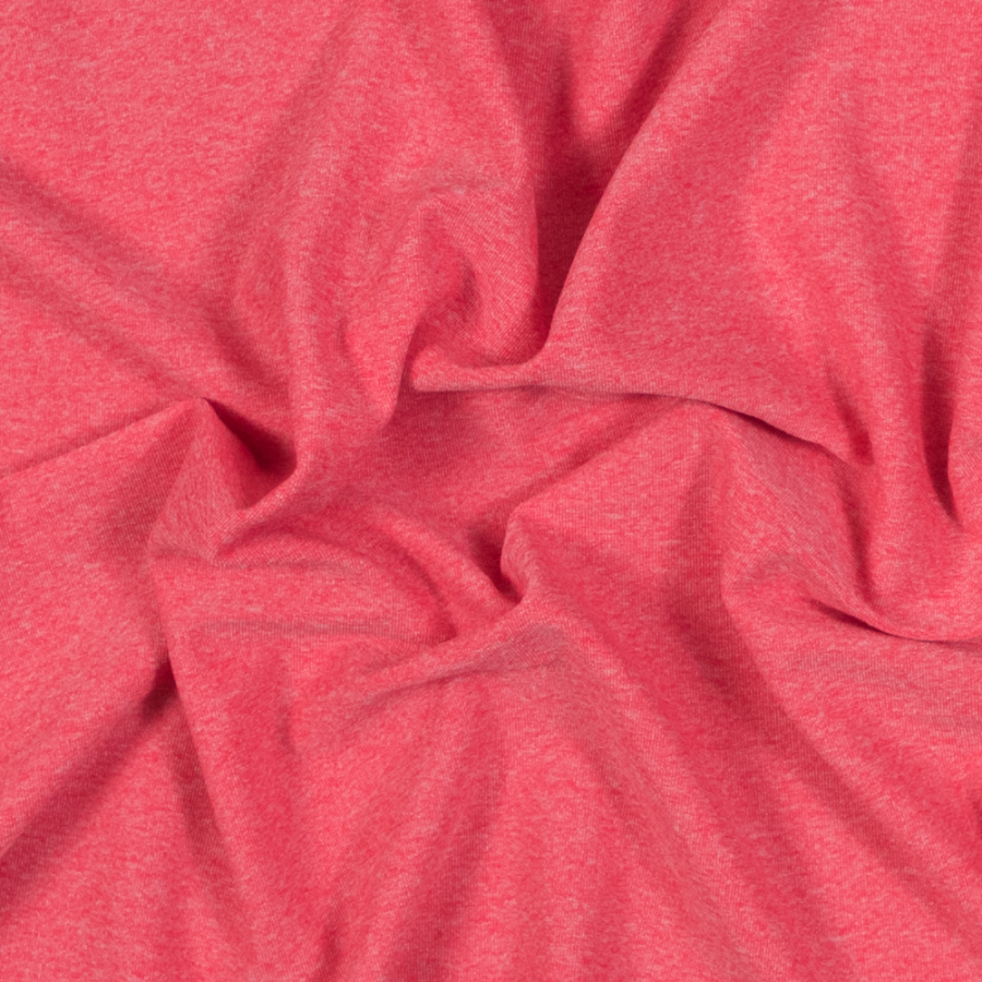 Heathered Neon Coral Stretch Performance Jersey | Mood Fabrics