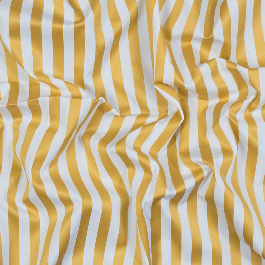 Gamboge and White Bengal Striped Cotton Twill | Mood Fabrics