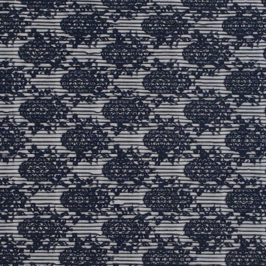 Navy Floral Pleated Lace | Mood Fabrics