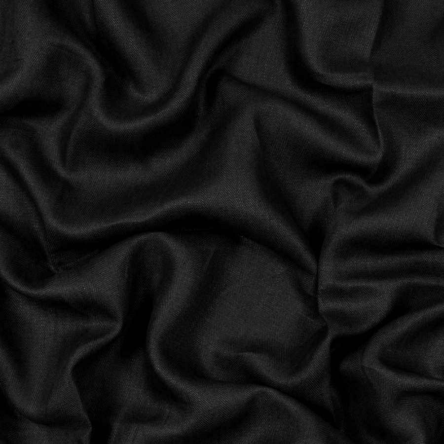 Newhaven Black Herringbone Linen Woven | Mood Fabrics