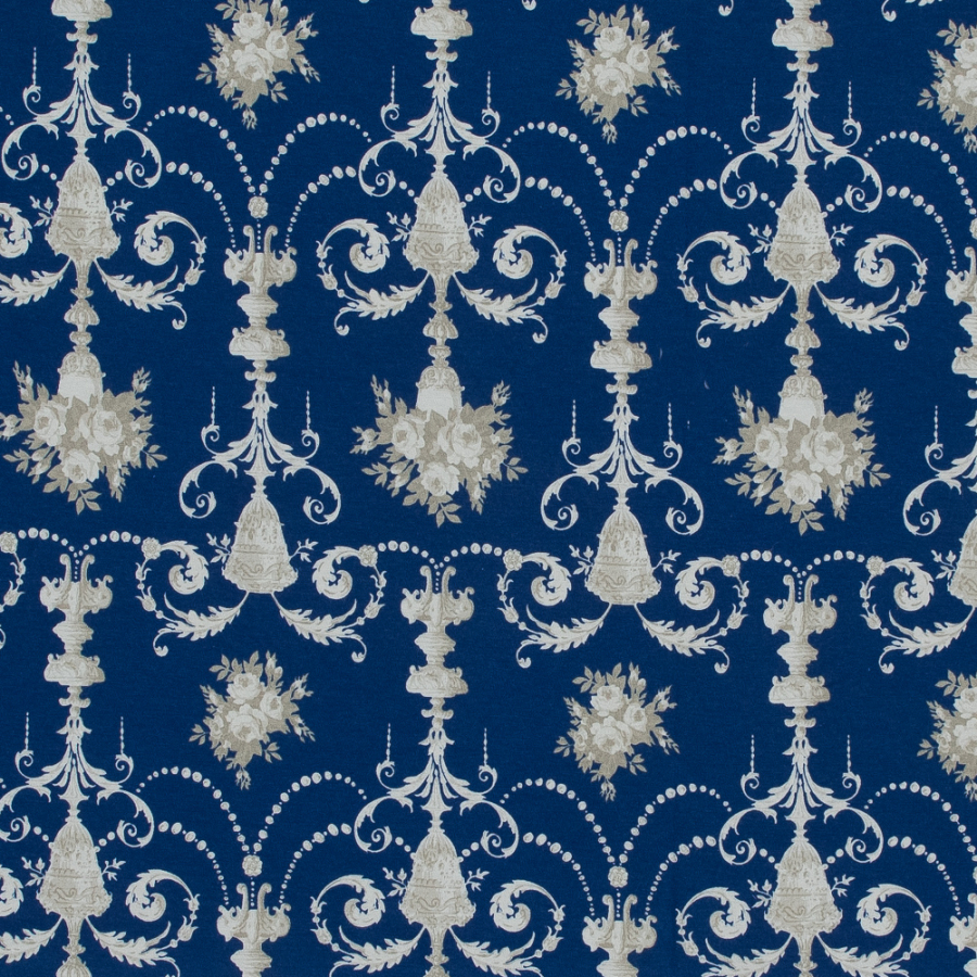 Royal Blue Floral Chandelier Cotton Jersey | Mood Fabrics
