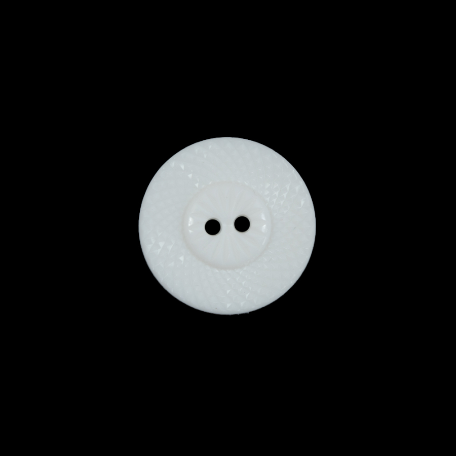 Italian White Beveled 2-Hole Button - 24L/15mm | Mood Fabrics