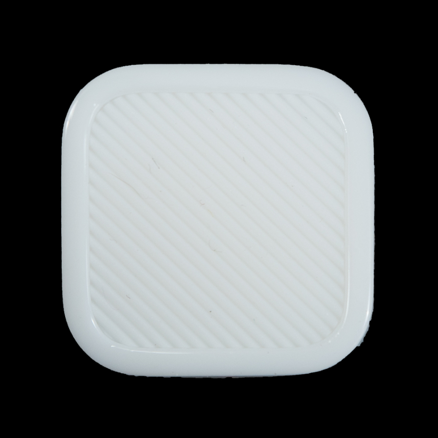 White Curved Square Shank Back Button - 44L/27mm | Mood Fabrics