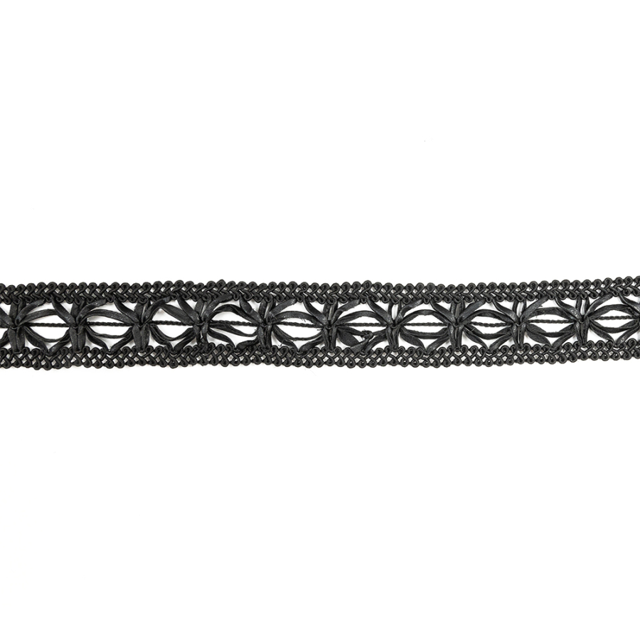 Italian Black Braided Faux Leather Trim - 1.25 | Mood Fabrics