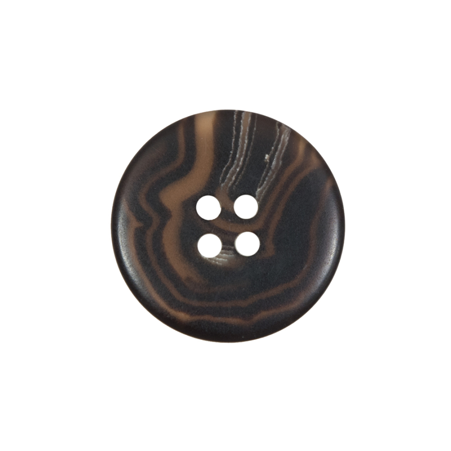 Dark Brown Flat Horn 4-Hole Button - 36L/23mm | Mood Fabrics