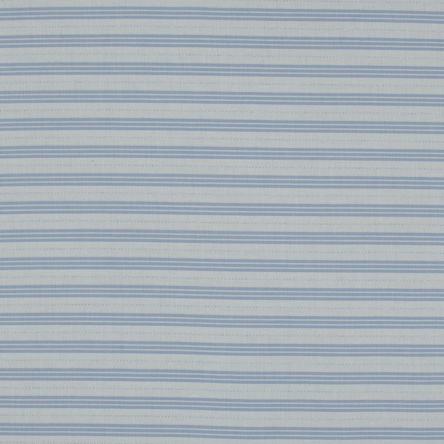 Blue and White Striped Cotton Shirting | Mood Fabrics