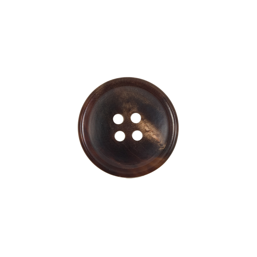 Brown Horn 4-Hole Button - 24L/15mm | Mood Fabrics