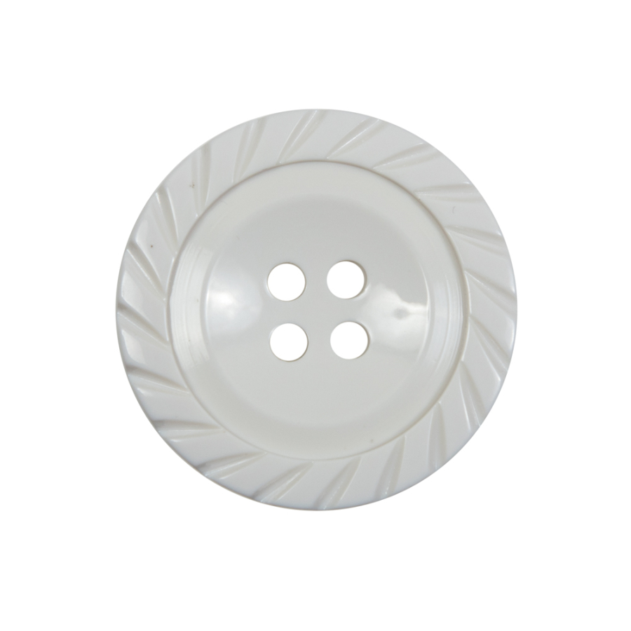 Off White Plastic 4-Hole Button - 40L/25.5mm | Mood Fabrics