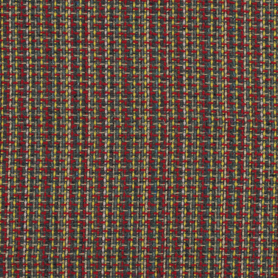 Red, Green and Yellow Woven Wool Tweed | Mood Fabrics