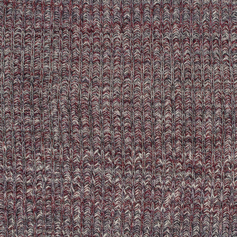 Italian Red, Pink and Navy Chunky Wool Knit | Mood Fabrics