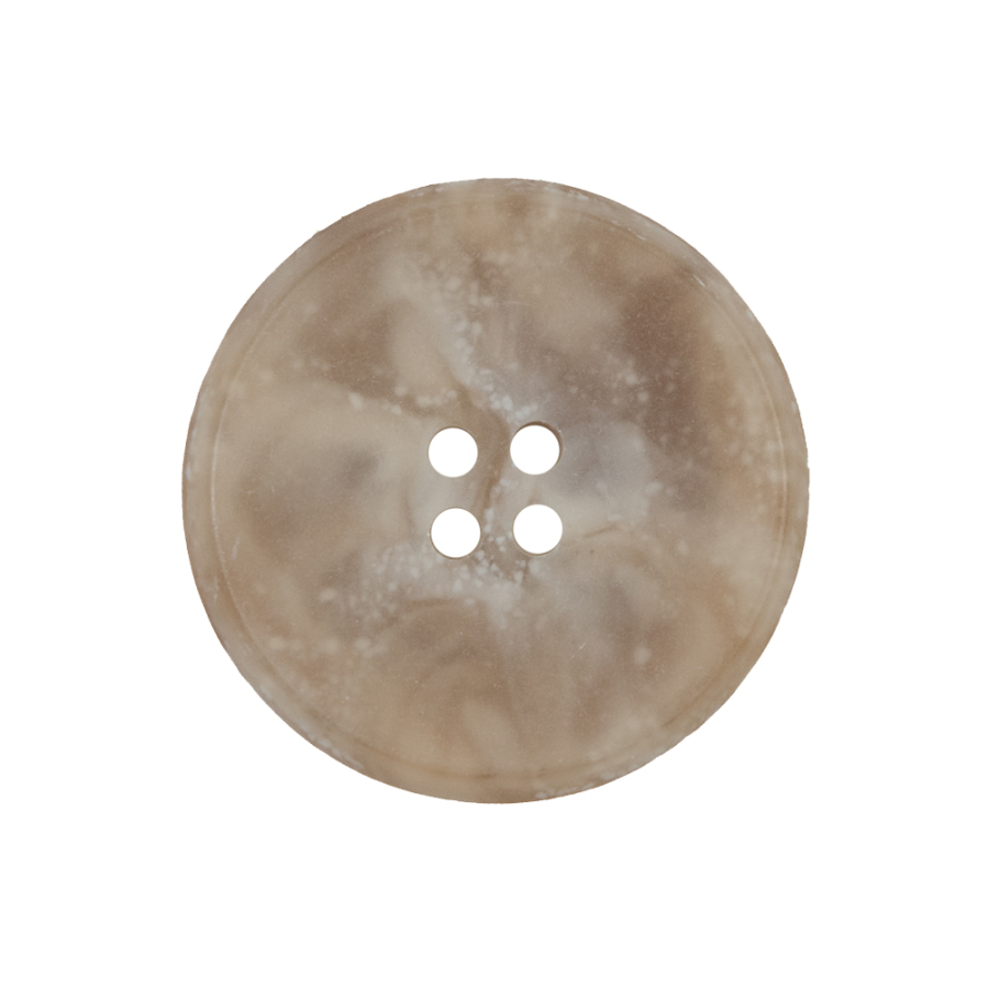 Beige Marbled Plastic 4-Hole Button - 40L/25.5mm | Mood Fabrics