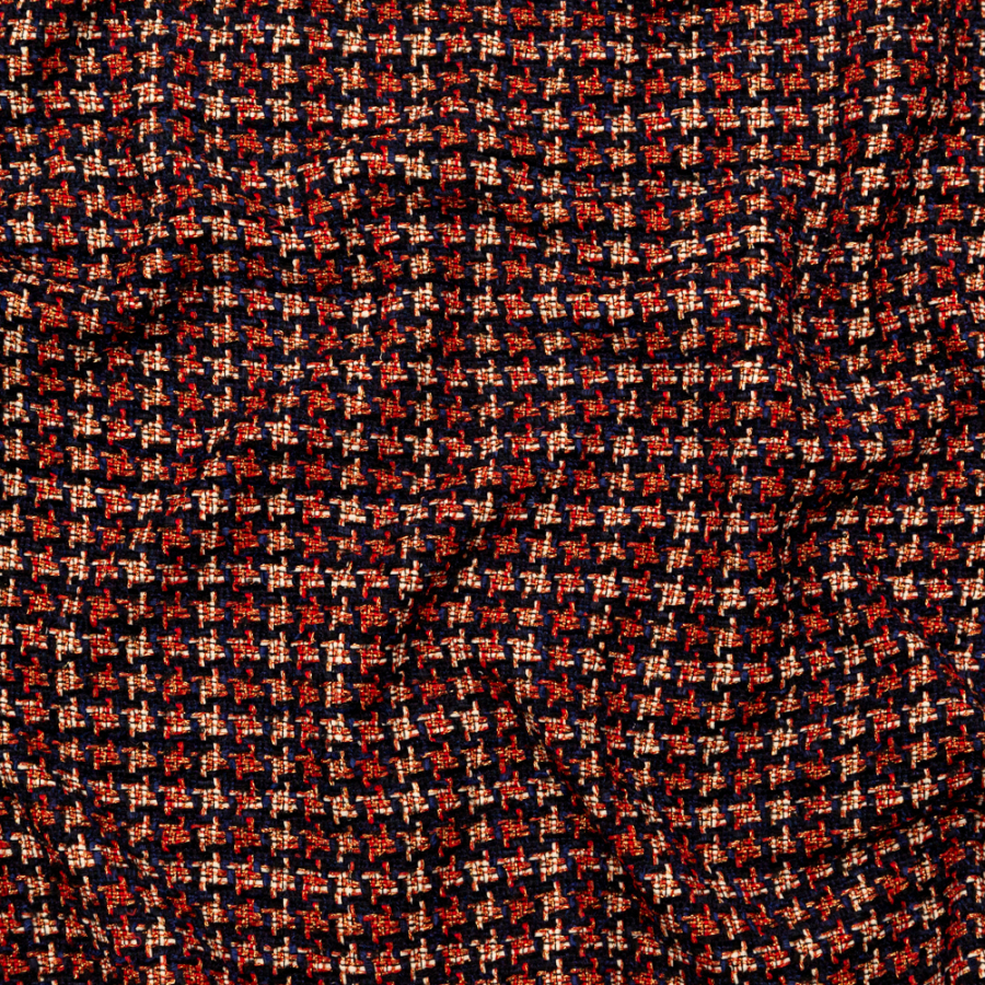 Red, White and Blue Tweed with Metallic Gold Accents | Mood Fabrics