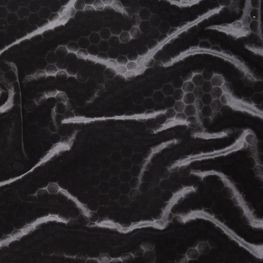 Black Circles Embossed Stretch Velour | Mood Fabrics