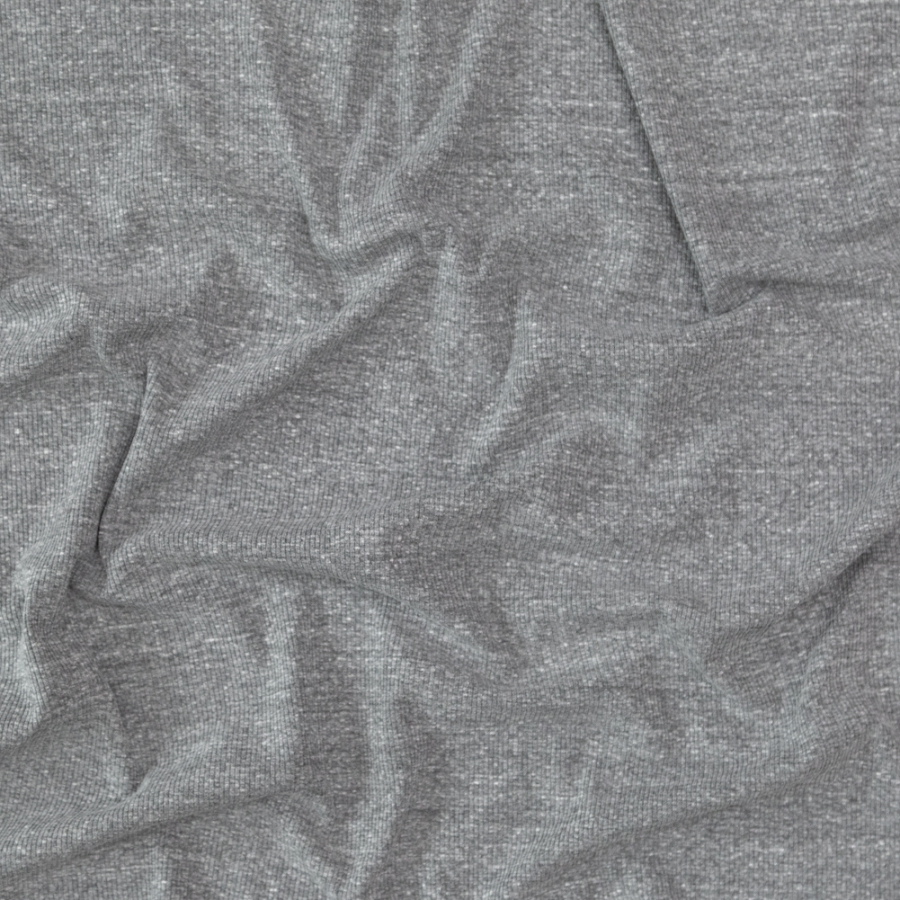 Theory Heathered Gray 2x2 Rib Knit | Mood Fabrics