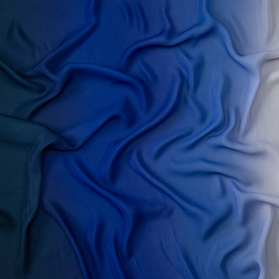 White and Blue Ombre Polyester Chiffon | Mood Fabrics