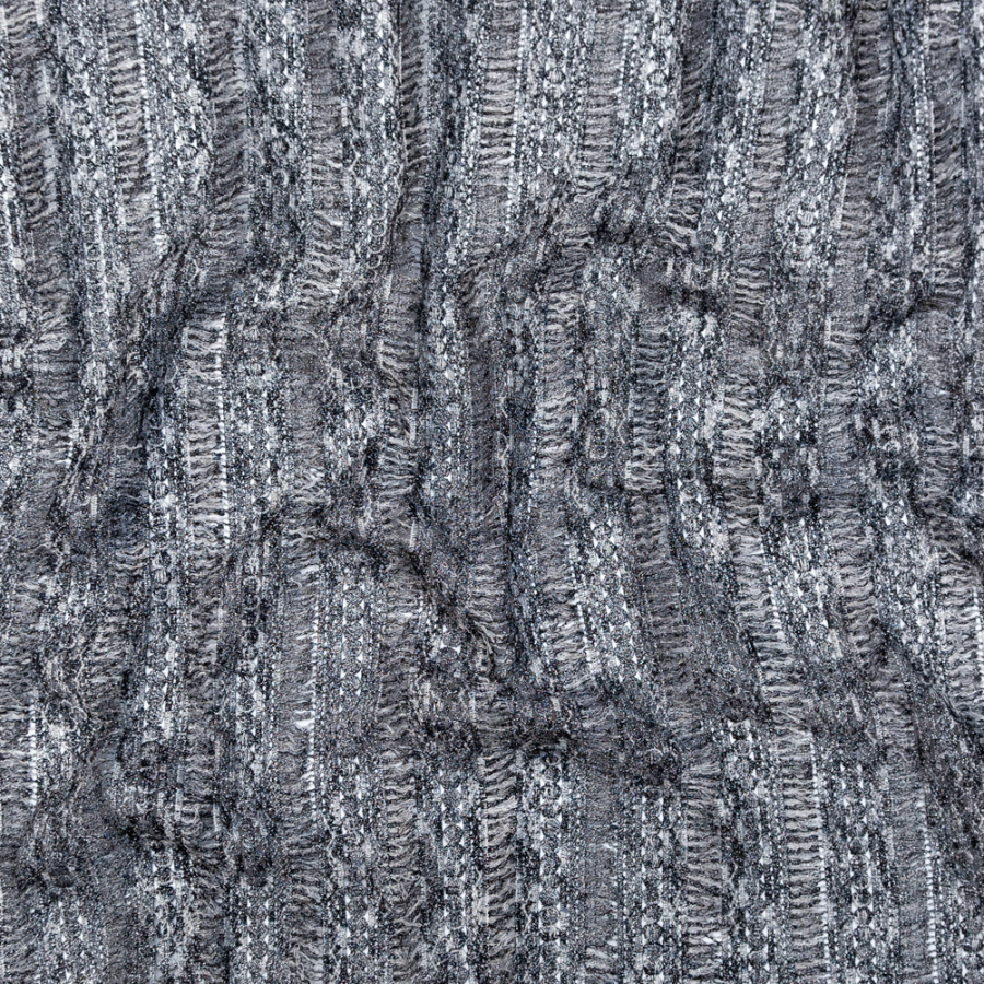 Black, White and Metallic Silver Fringe Lace | Mood Fabrics