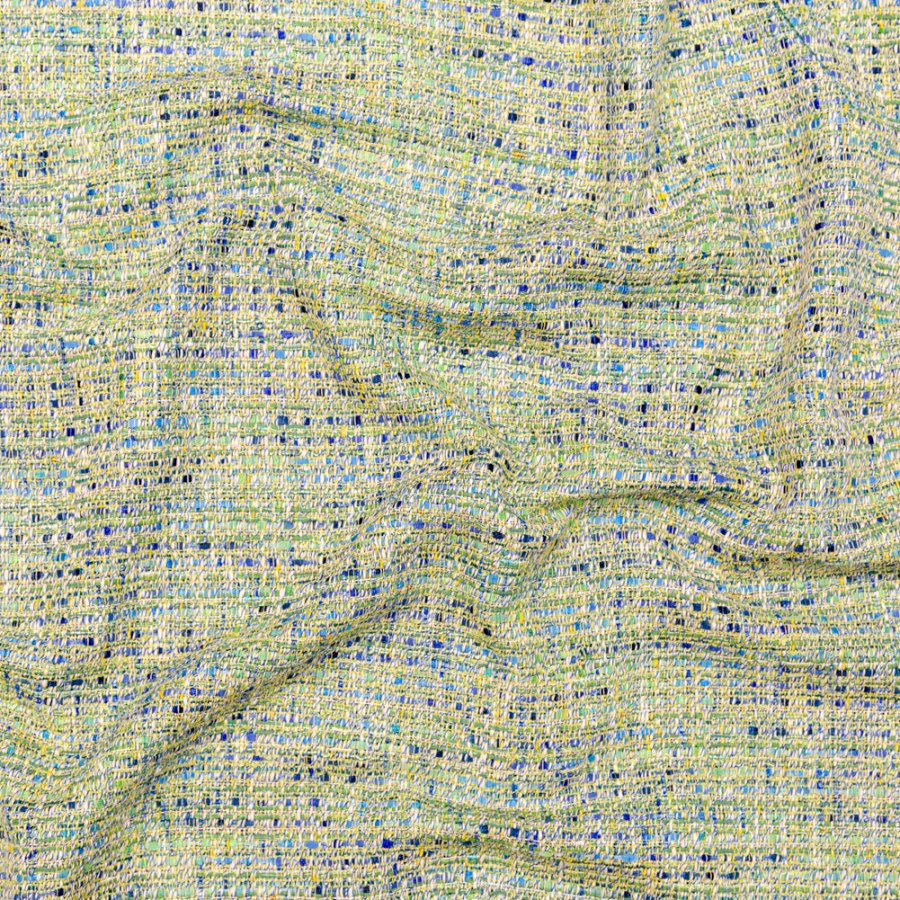Green and Blue Blended Cotton Tweed | Mood Fabrics