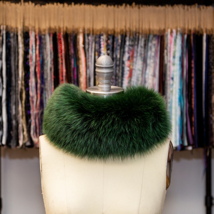 Hunter Green Fox Fur Headband or Scarf with VELCRO Closure | Mood Fabrics