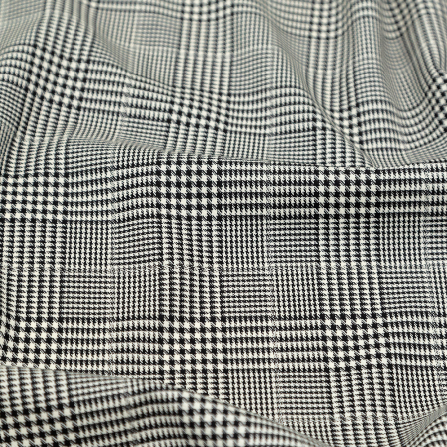 Italian Black and White Glen Plaid Wool Suiting - Web Archived