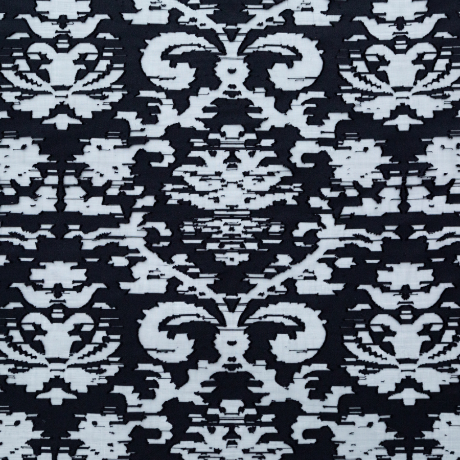 Shimmering Black Abstract Organza Burnout | Mood Fabrics