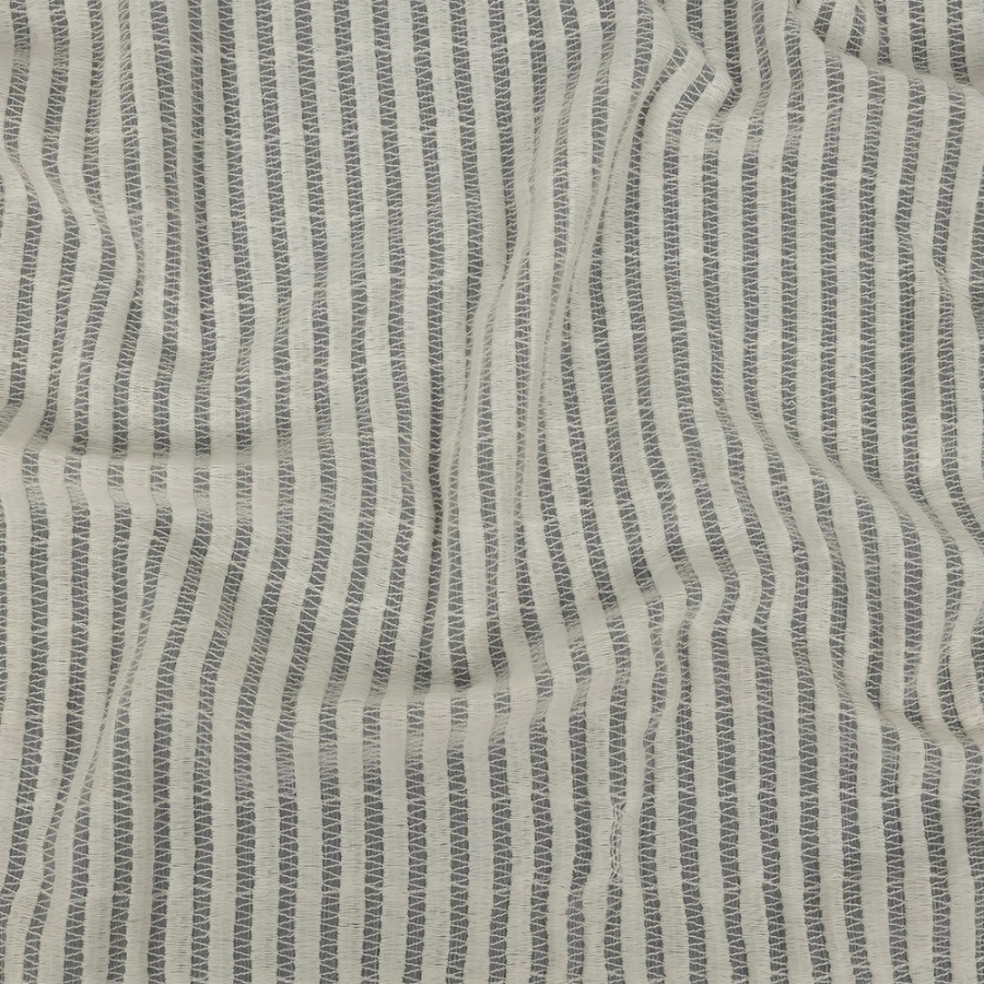 Snow White Embroidered Stripes Crinkled Chiffon | Mood Fabrics