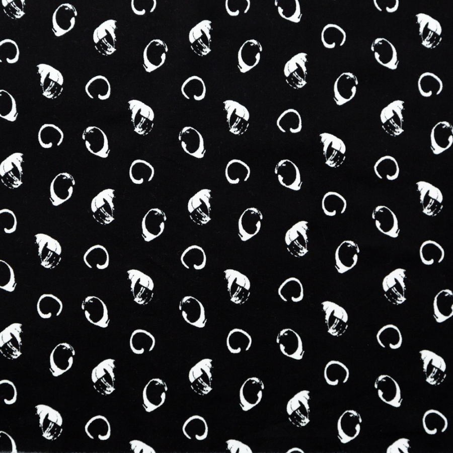Italian Black and White Printed Stretch Brushed Cotton Twill | Mood Fabrics