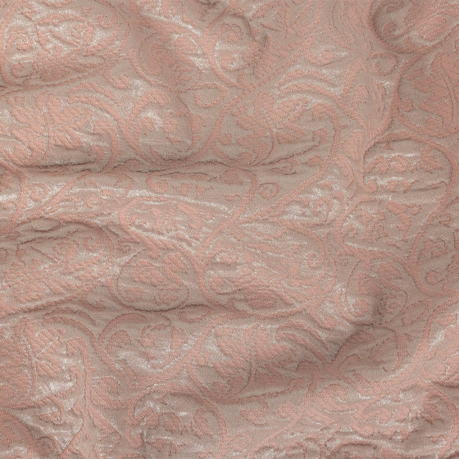 Coral Cloud and Metallic Silver Classical Quilted Jacquard Double Knit | Mood Fabrics