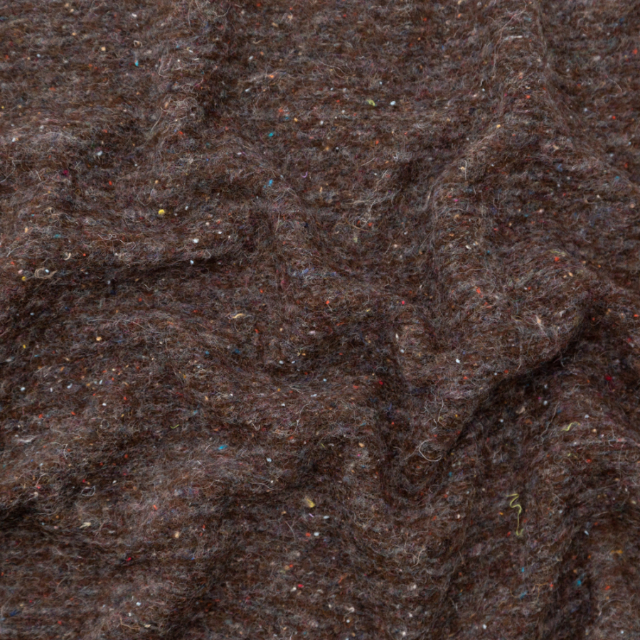 Italian Gray and Brown Speckled Fuzzy Wool Knit | Mood Fabrics