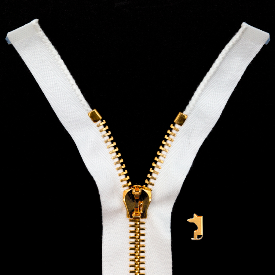 Mood Exclusive Italian White and Gold T8 Open End Metal Zipper - 27.5 ...