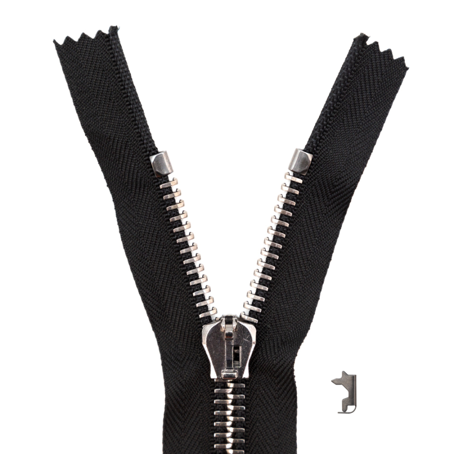 Mood Exclusive Italian Black and Gunmetal T8 Closed End Metal Zipper - 9 | Mood Fabrics