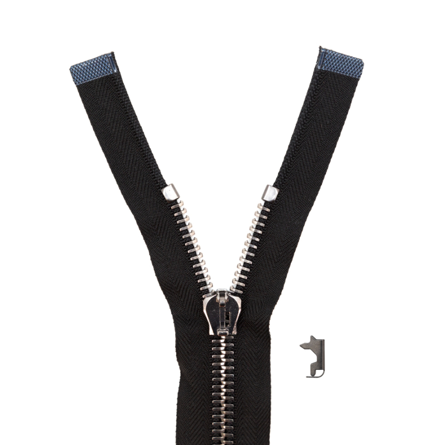 Mood Exclusive Italian Black and Gunmetal T8 Open End Metal Zipper - 27.5 | Mood Fabrics