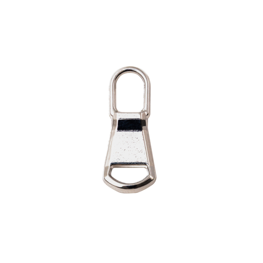 Mood Exclusive Italian Large Silver Rounded Edge Metal Zipper Pull | Mood Fabrics
