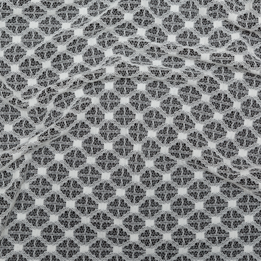 Milly White Diamond Polyester Lace | Mood Fabrics