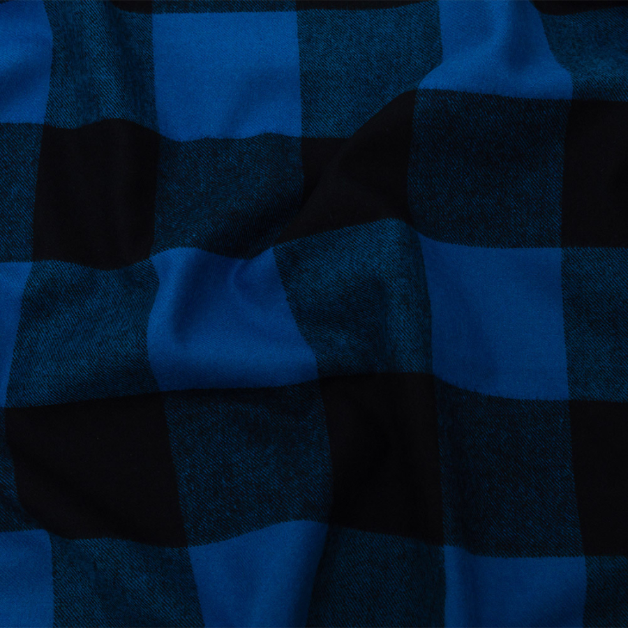Seco Black and Blue Buffalo Check Cotton Flannel | Mood Fabrics