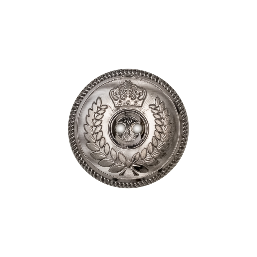 Italian Silver 2-Hole Crest Button - 32L/20mm | Mood Fabrics