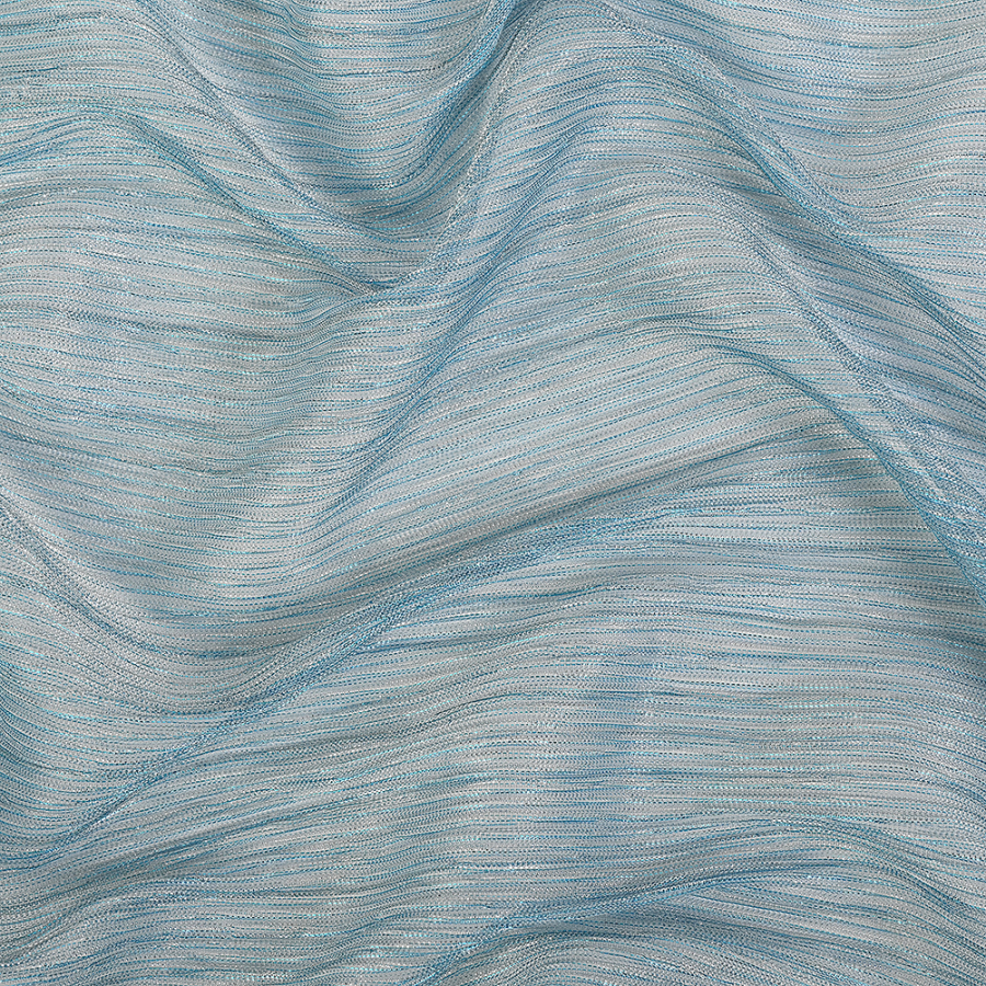 Baby Blue Metallic Stretch Plisse | Mood Fabrics