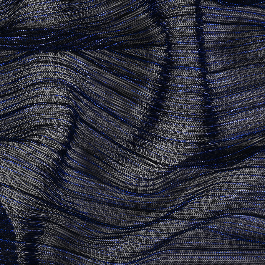 Magnetic Blue Metallic Stretch Plisse | Mood Fabrics